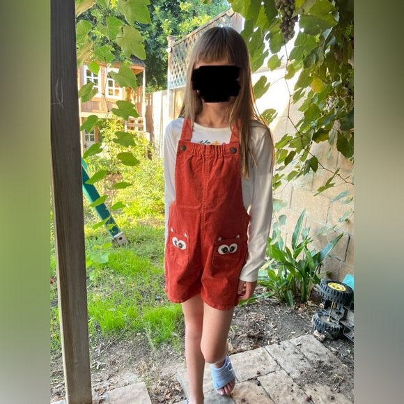 Kids Fall Corduroy Owl Overall Romper size 7 Back to school Halloween Fall - Picture 3 of 10